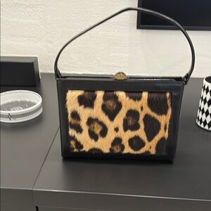 Leopard Print Black Handbag